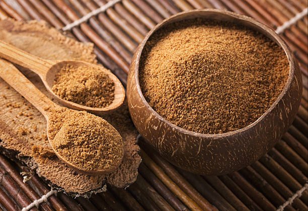 Coconut palm sugar in a bowl